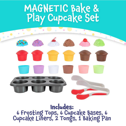 Popular Playthings Magnetic Bake Cupcakes cupcakes visual focus helps kids practice stacking and counting.