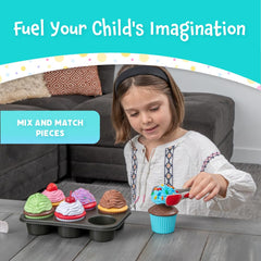 Popular Playthings Magnetic Bake Cupcakes magnetic tongs simplify picking up and stacking treats.