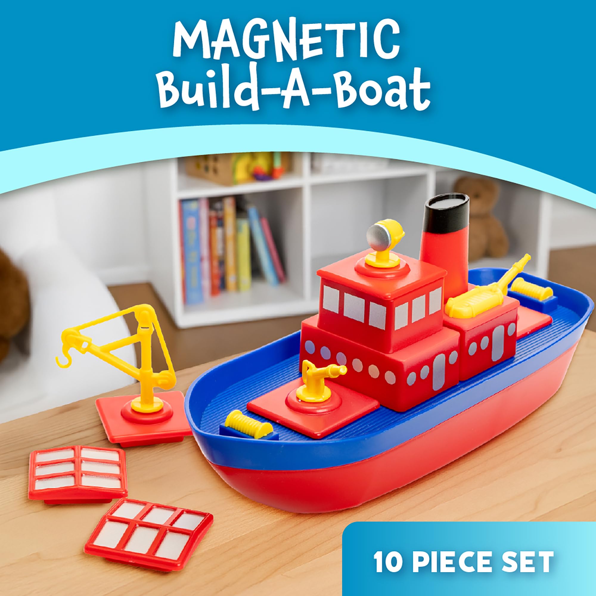 Popular Playthings Build-a-Boat waterproof hull keeps boats buoyant during tub time.