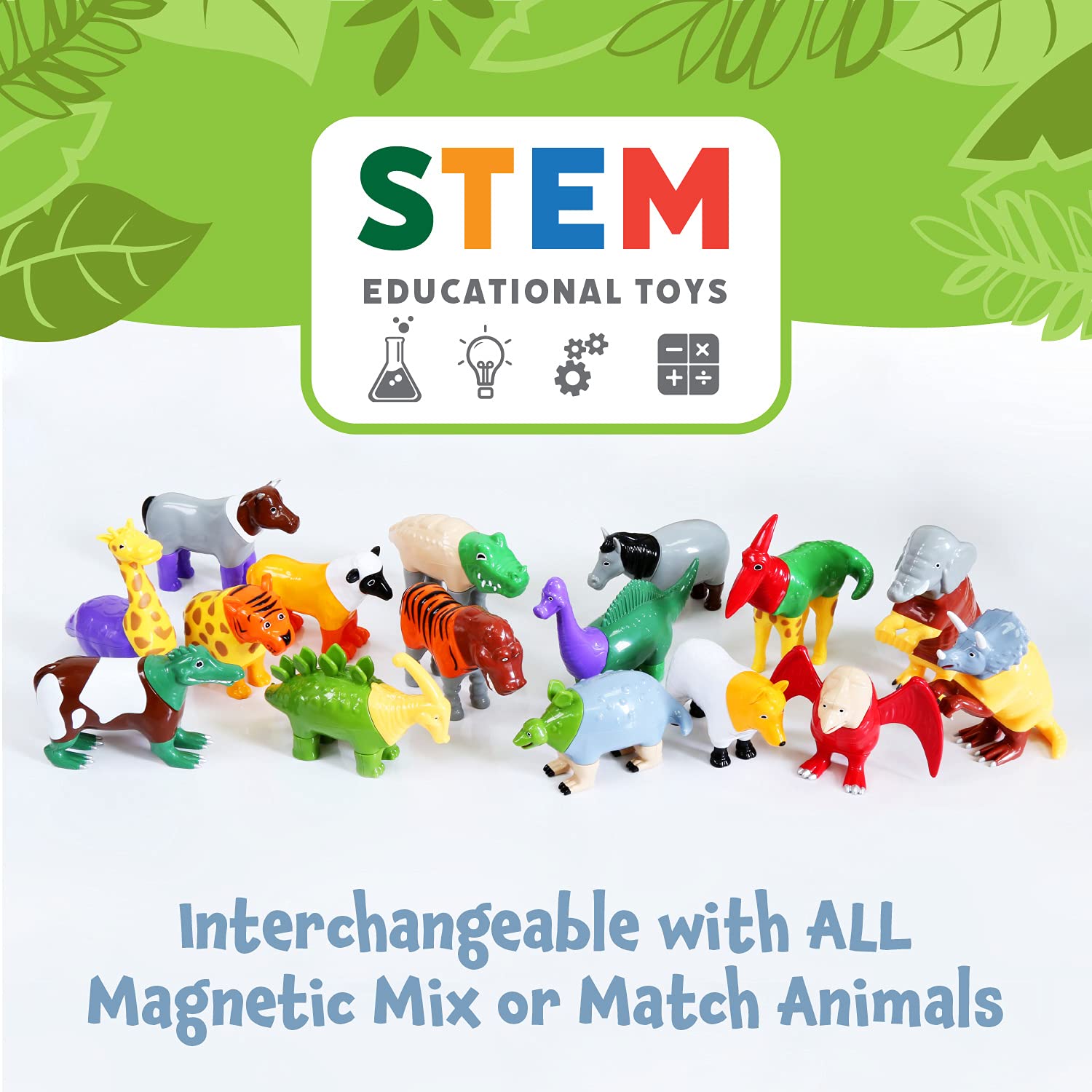 Popular Playthings magnetic dinosaurs large pieces suit ages 2 and up.
