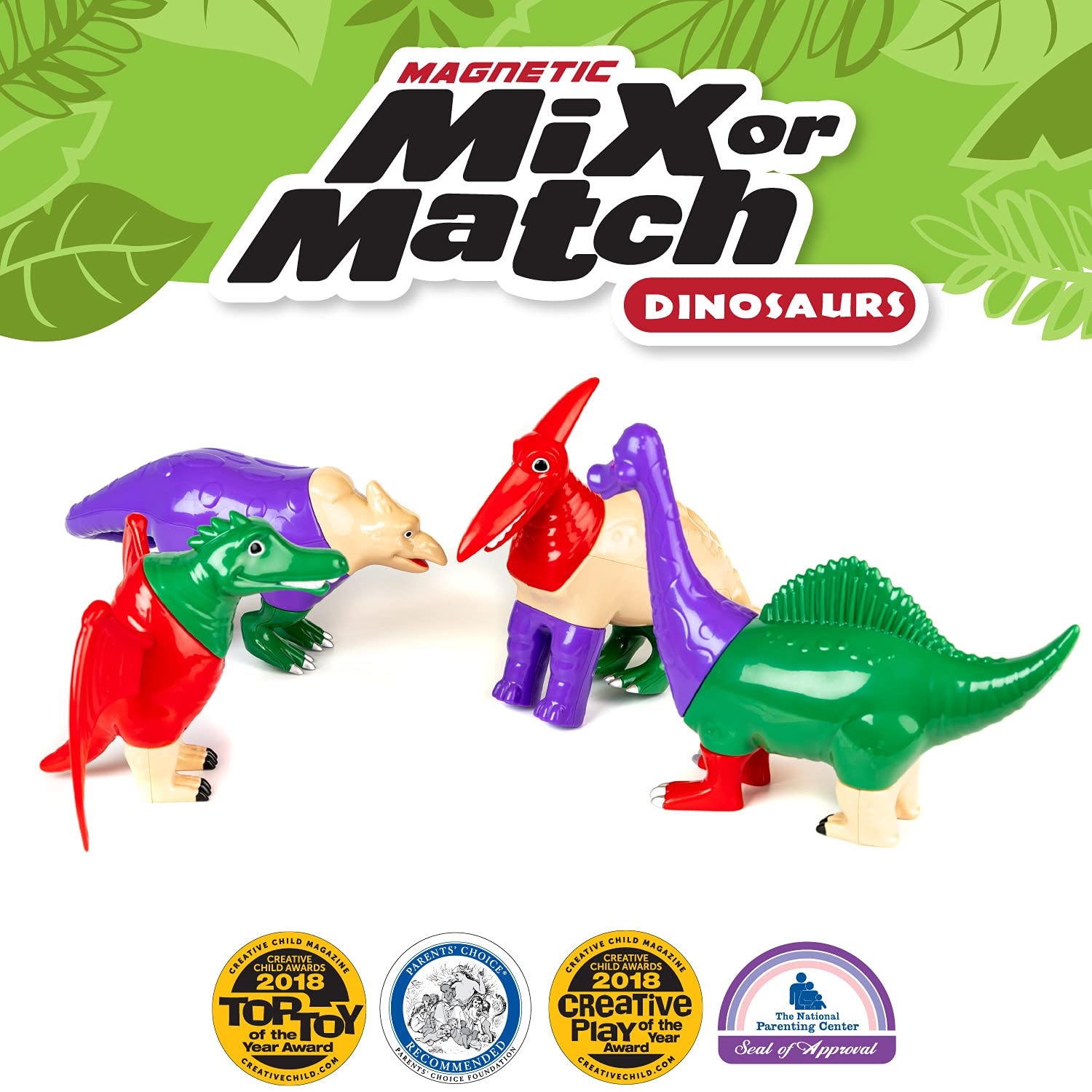 Popular Playthings magnetic dinosaurs assembly with safe magnets for little hands.