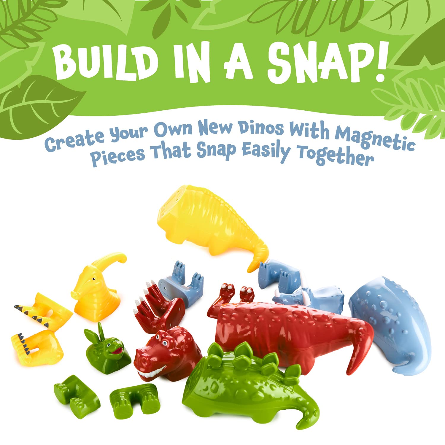 Popular Playthings Magnetic Dinosaurs Dino Park building scene inspires imaginative play.