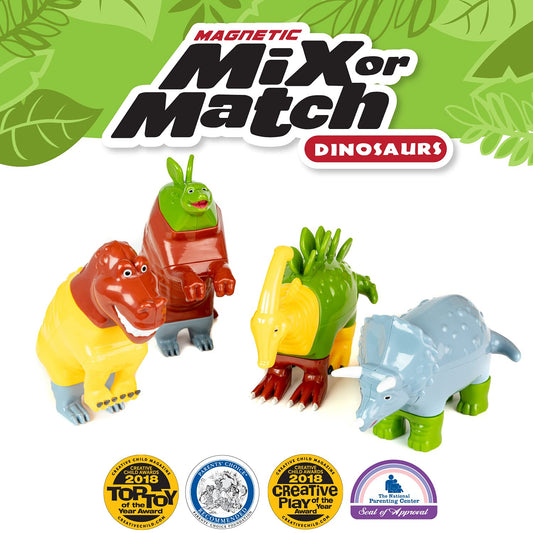 Popular Playthings Magnetic Dinosaurs puzzle pieces foster creativity and hand-eye coordination for little hands.