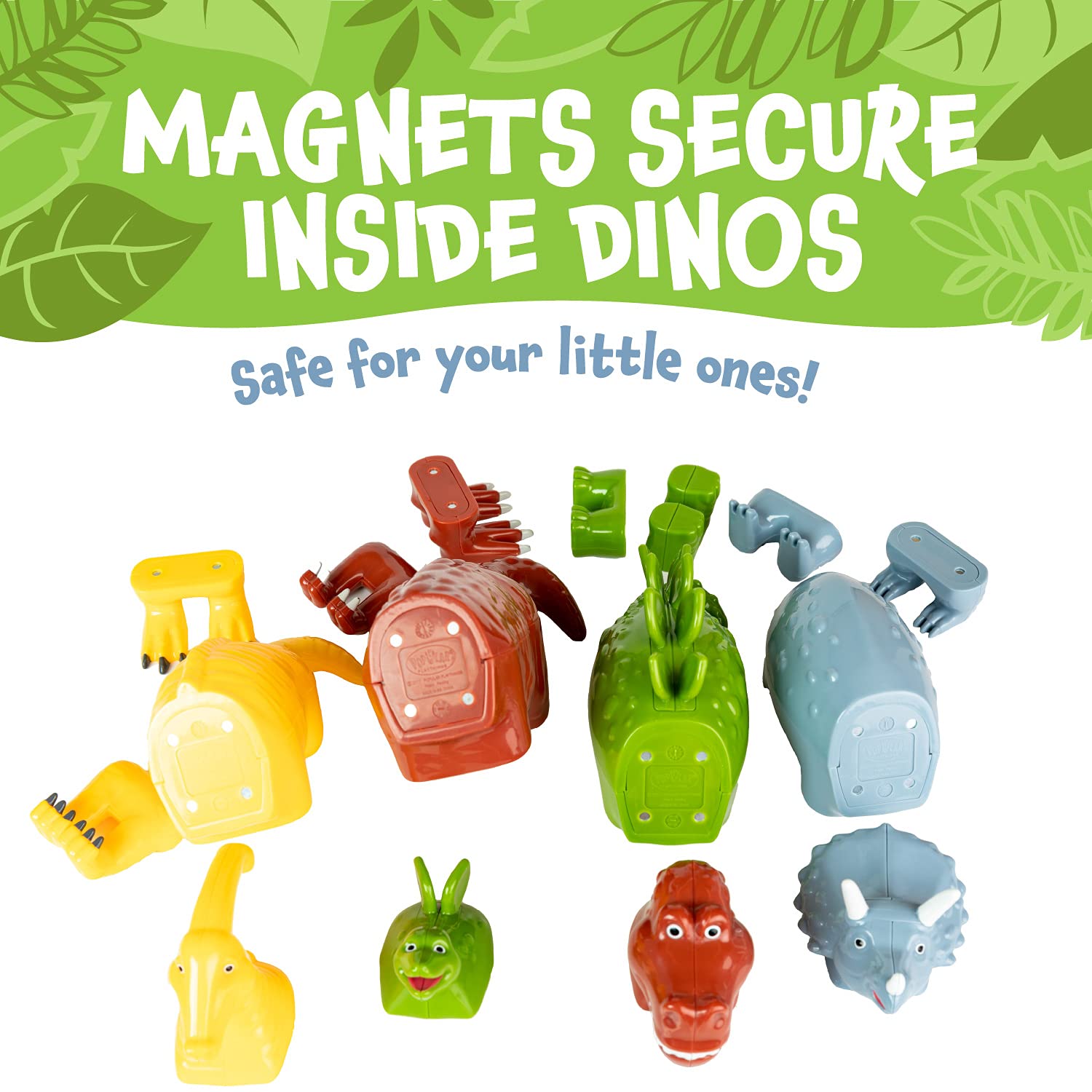 Popular Playthings Magnetic Dinosaurs magnets are safe and durable for worry-free pretend play.