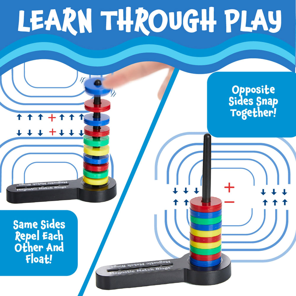 Popular Playthings Magnetic Match Rings stacking post supports creative play.