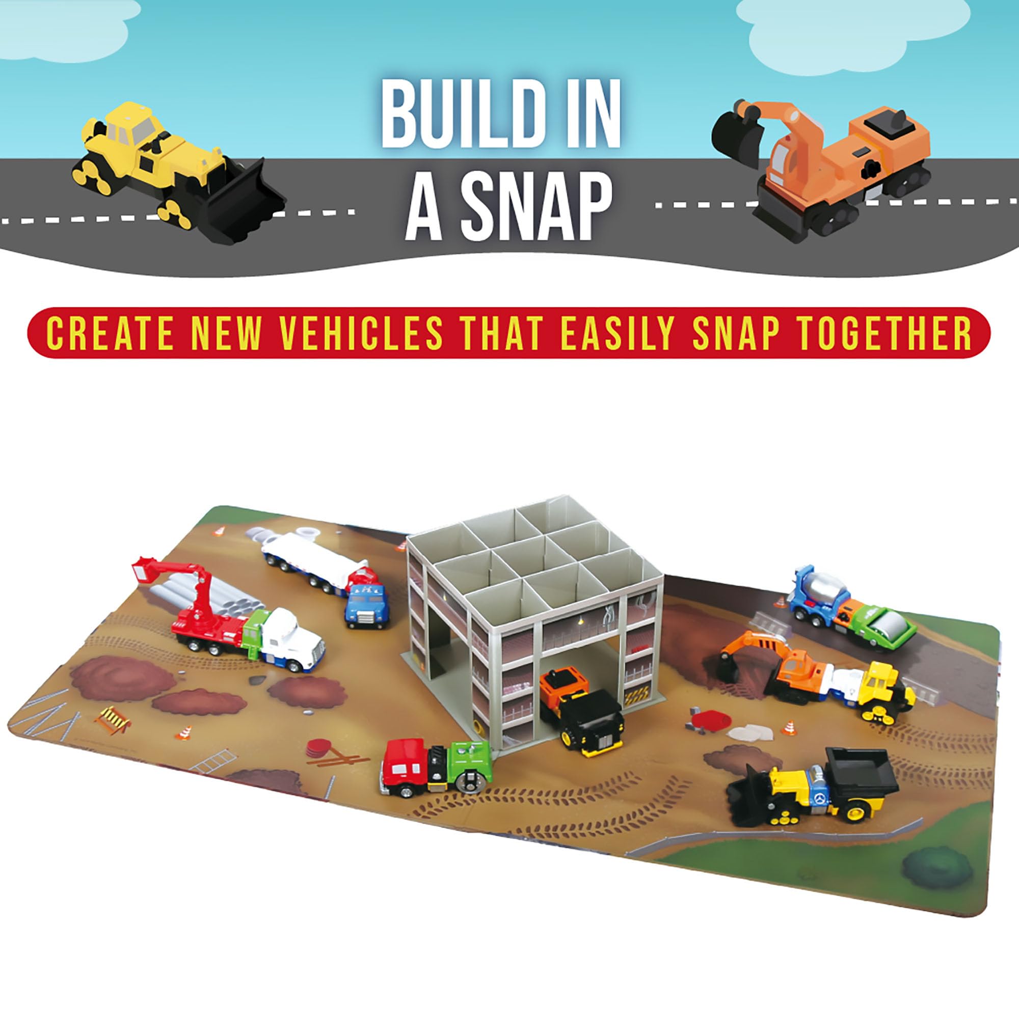 Popular Playthings magnetic vehicles cement mixer promotes collaborative building.
