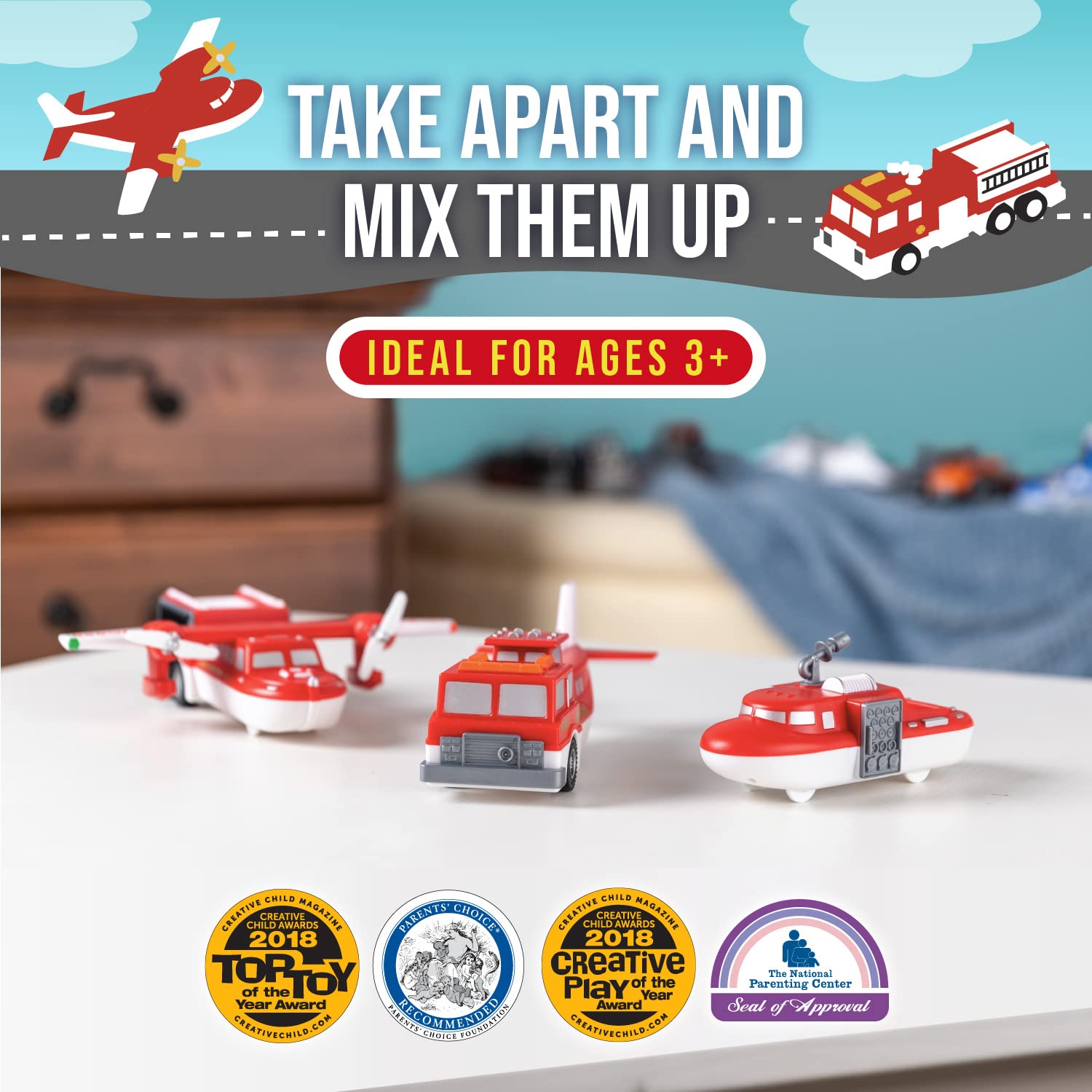 Popular Playthings helicopter assembly highlights safe, large pieces for little hands.