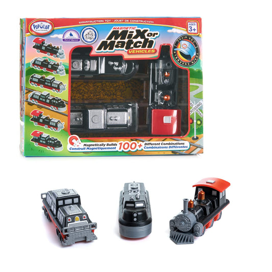 Popular Playthings magnetic vehicles locomotive demonstrates imaginative play and fine motor skill development.