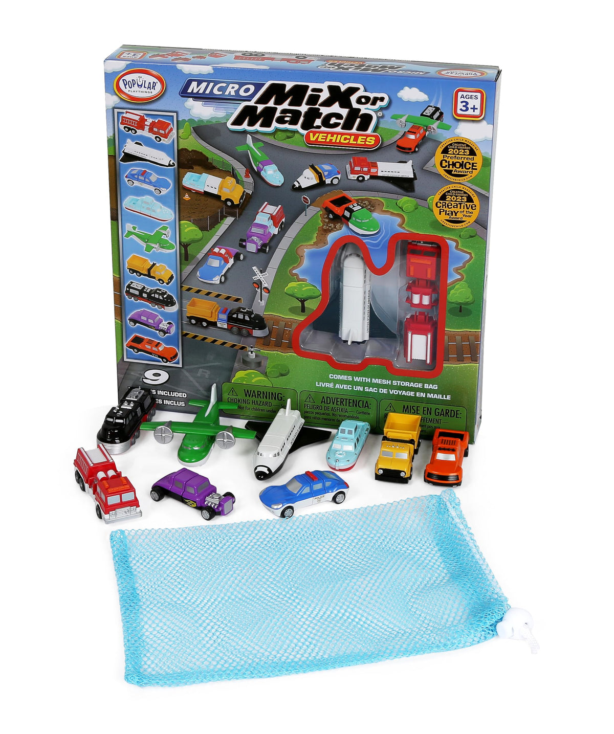 Popular Playthings Magnetic Vehicles mix-and-match collection invites imaginative city building.