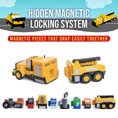 Popular Playthings magnetic vehicles mix-and-match for endless imaginative combinations.