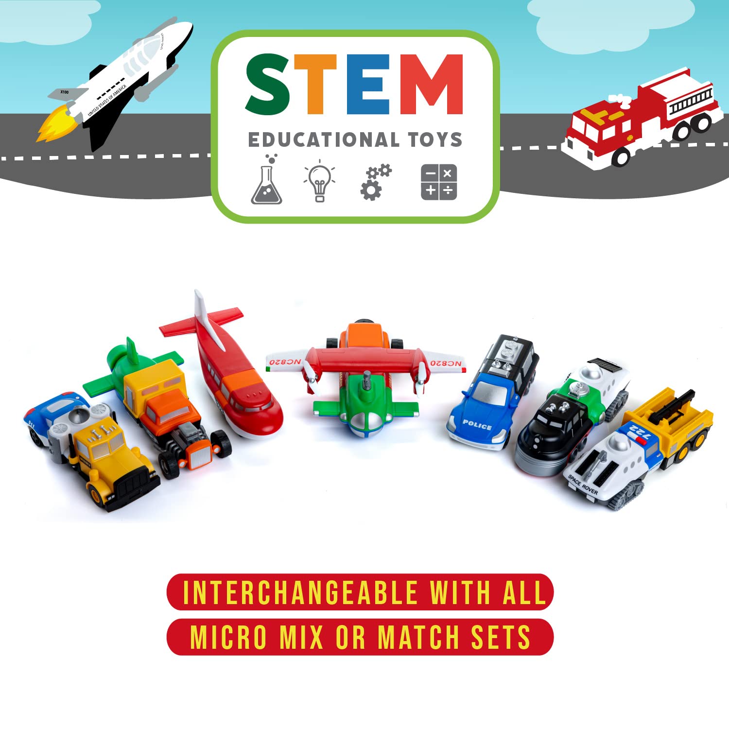Popular Playthings Magnetic Vehicles pieces with mesh bag for cleanup and storage after play.