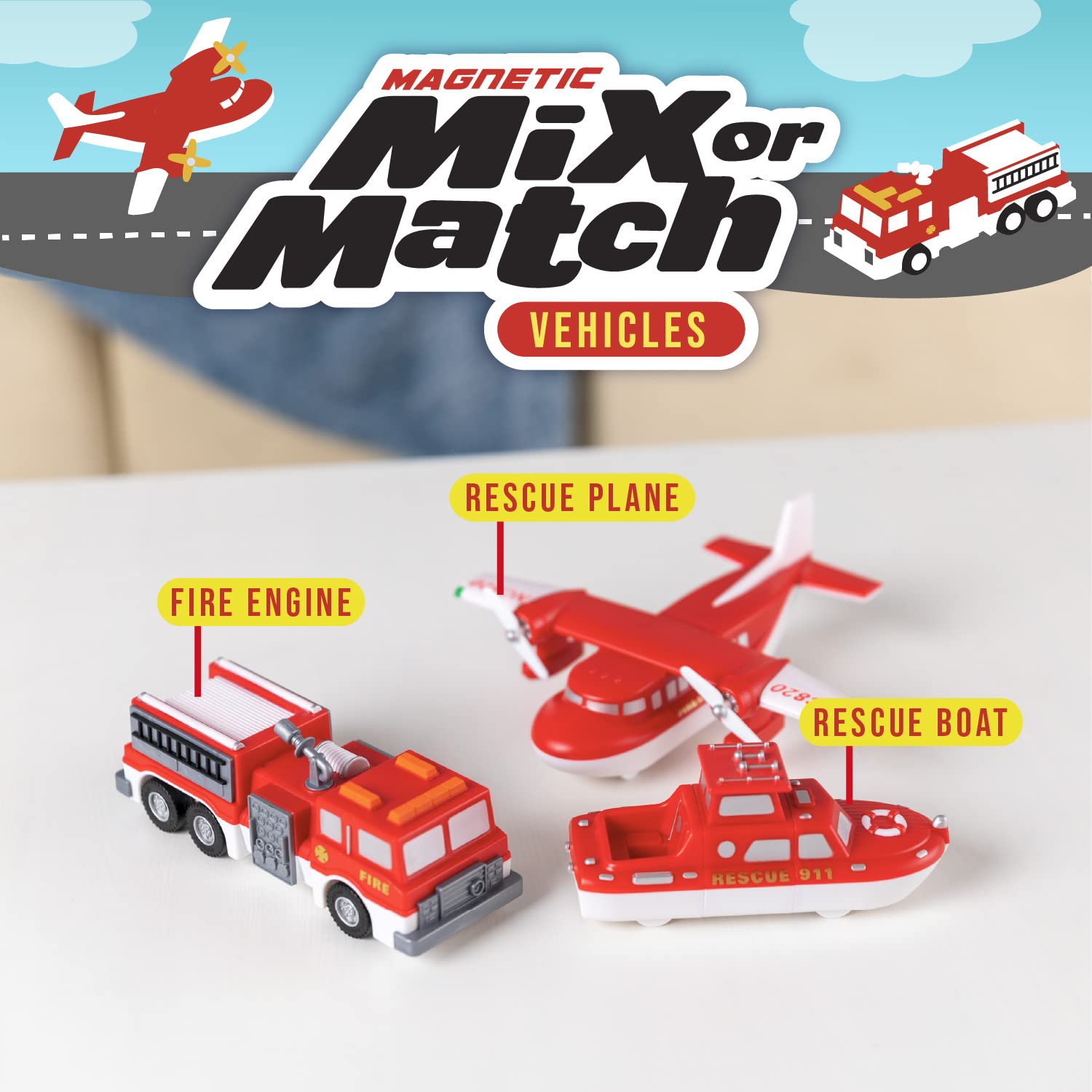Popular Playthings police car assembly showcasing magnetic locking for easy setup.