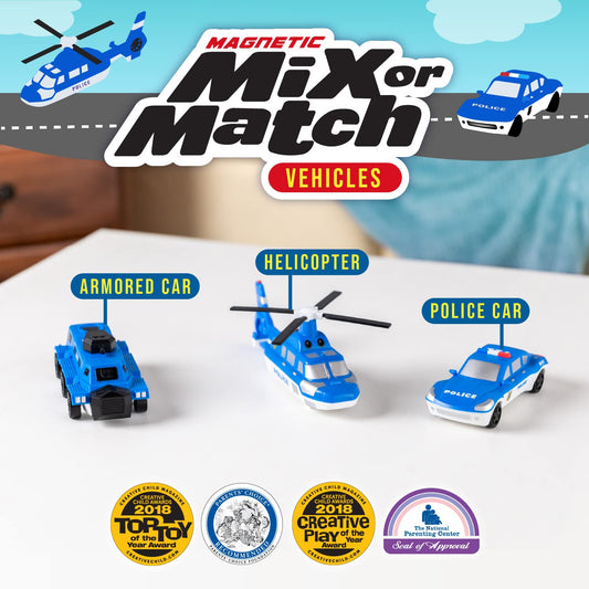 Popular Playthings magnetic police car for creative mix-and-match play.
