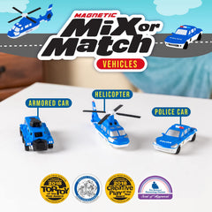 Popular Playthings magnetic police car for creative mix-and-match play.