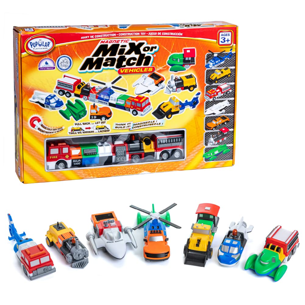 Popular Playthings magnetic vehicles set for endless mix-and-match play.