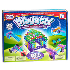 Popular Playstix 105 translucent pieces sparkle in light for creative building.