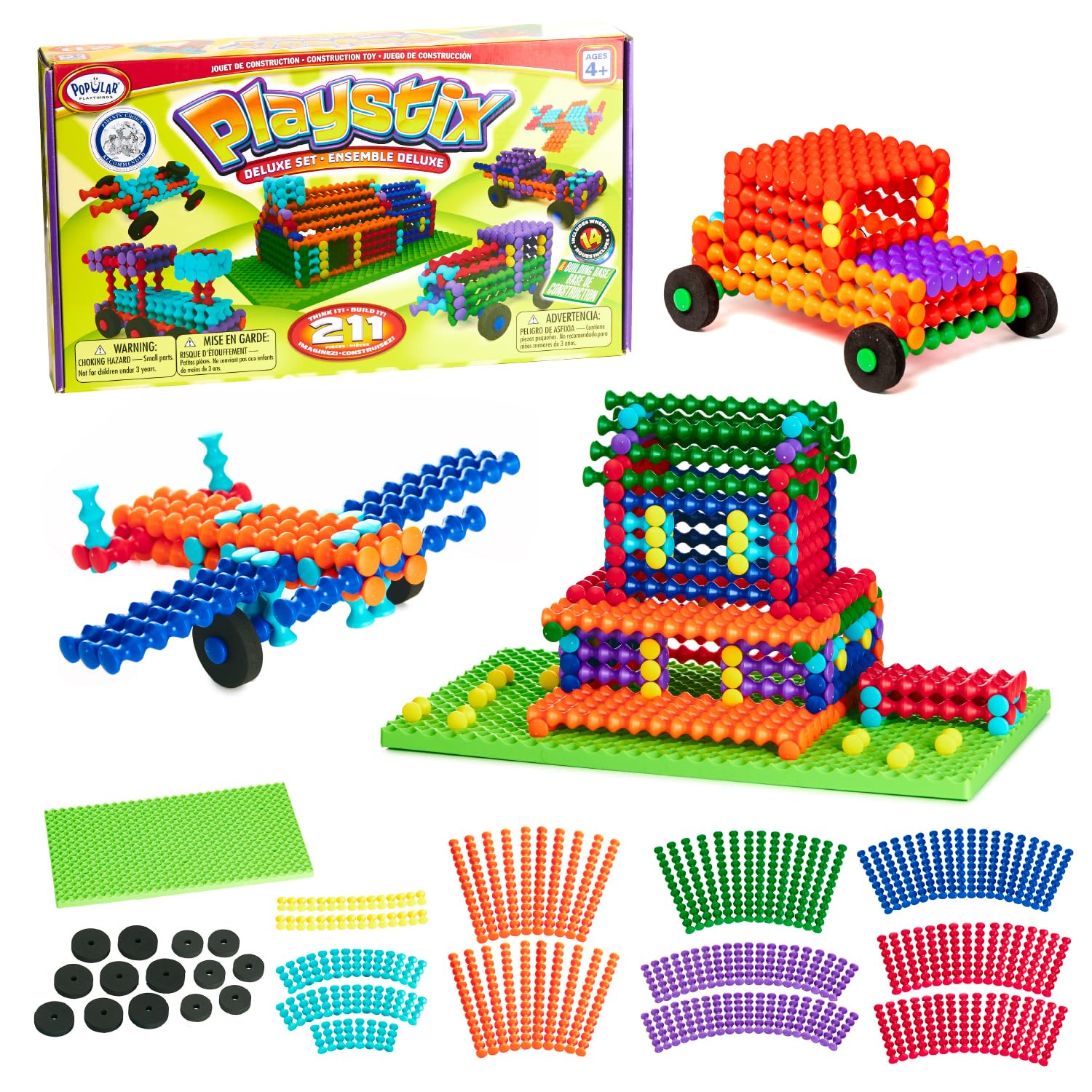 Popular Playthings Playstix colorful pieces arranged for creative building and fine motor practice.