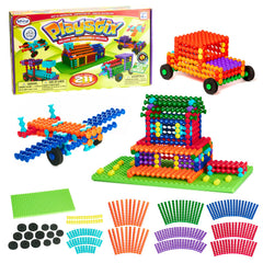 Popular Playthings Playstix colorful pieces arranged for creative building and fine motor practice.