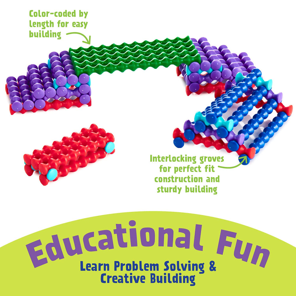 POPULAR PLAYTHINGS Playstix close up shows interlocking grooves forming a model.