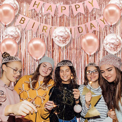 PopularLdo rose-gold fringe curtain creates a stylish photo backdrop
