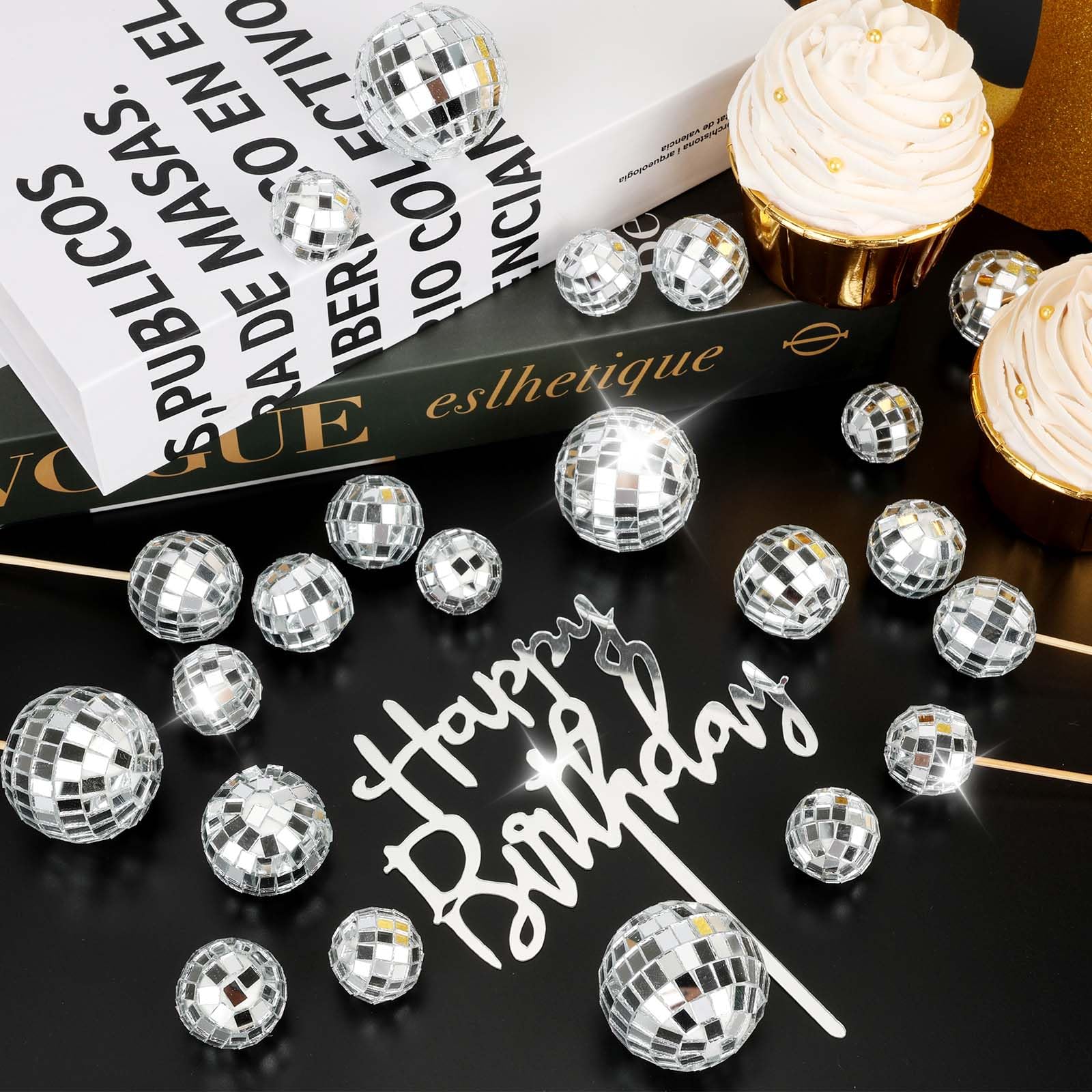 PORANDIA disco ball toppers 2-5 cm offer versatile cake decor possibilities.