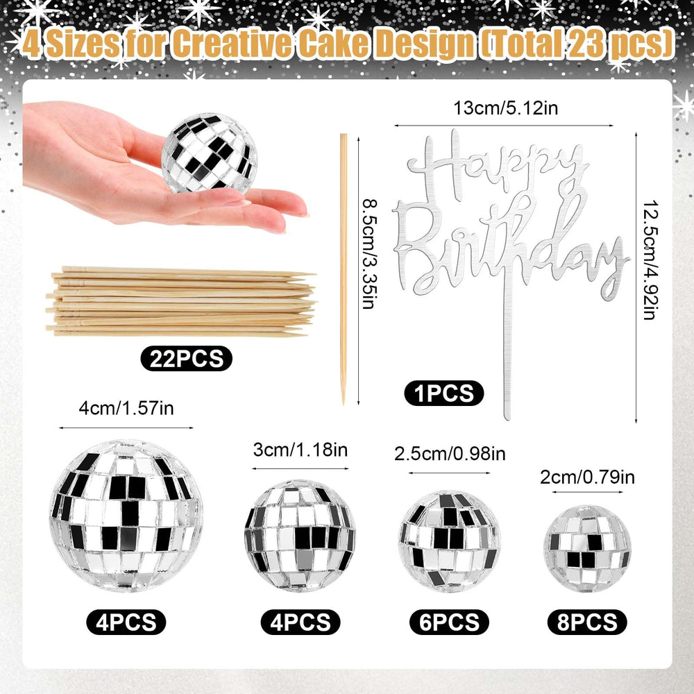 PORANDIA disco ball toppers in 3 cm brighten treats for fun party vibes.
