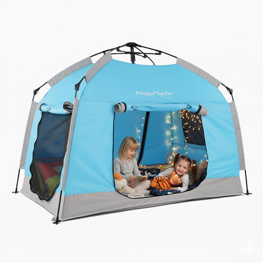 porayhut easy set up playhouse with LED light strip for nighttime play safety