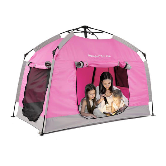 Porayhut Kids Play Tent open setup showing quick assembly and spacious interior
