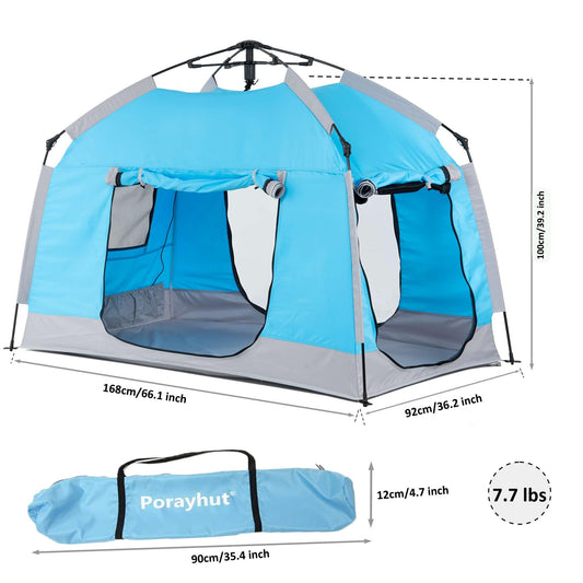 porayhut kids play tent with three zip doors and two zip windows for easy access