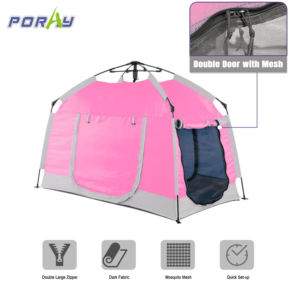 Porayhut Three-zip doors and two-zip windows for easy access and ventilation