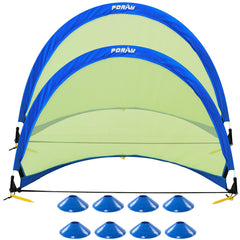 Porayhut two pop-up goals ready for quick backyard setup and practice.