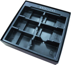 Portal Games Detective Blue scenario cards showcase five interconnected mysteries.
