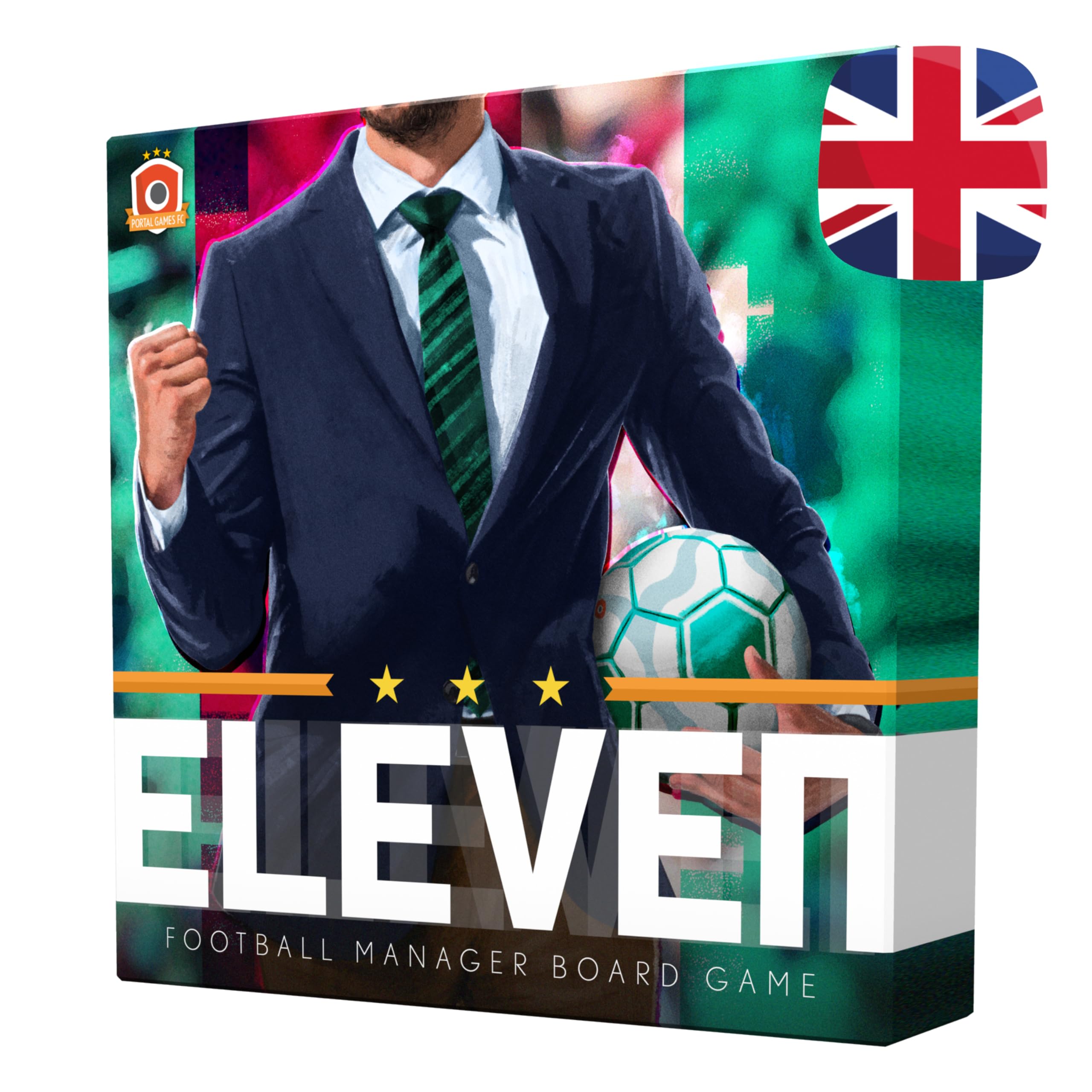Portal Games Eleven football manager board game box front showing premium components for quick setup potential