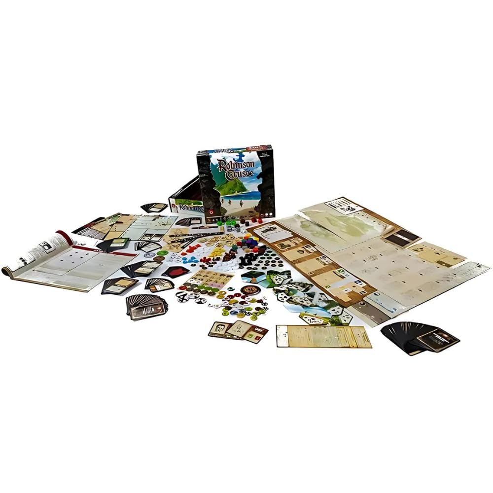 Portal Games Robinson Crusoe box-art highlighting premium components