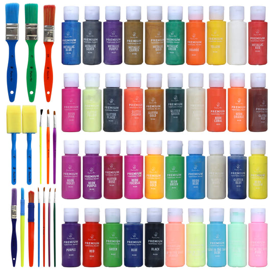Positive Art metallic neon glow tempera paints add punch to bold art designs.