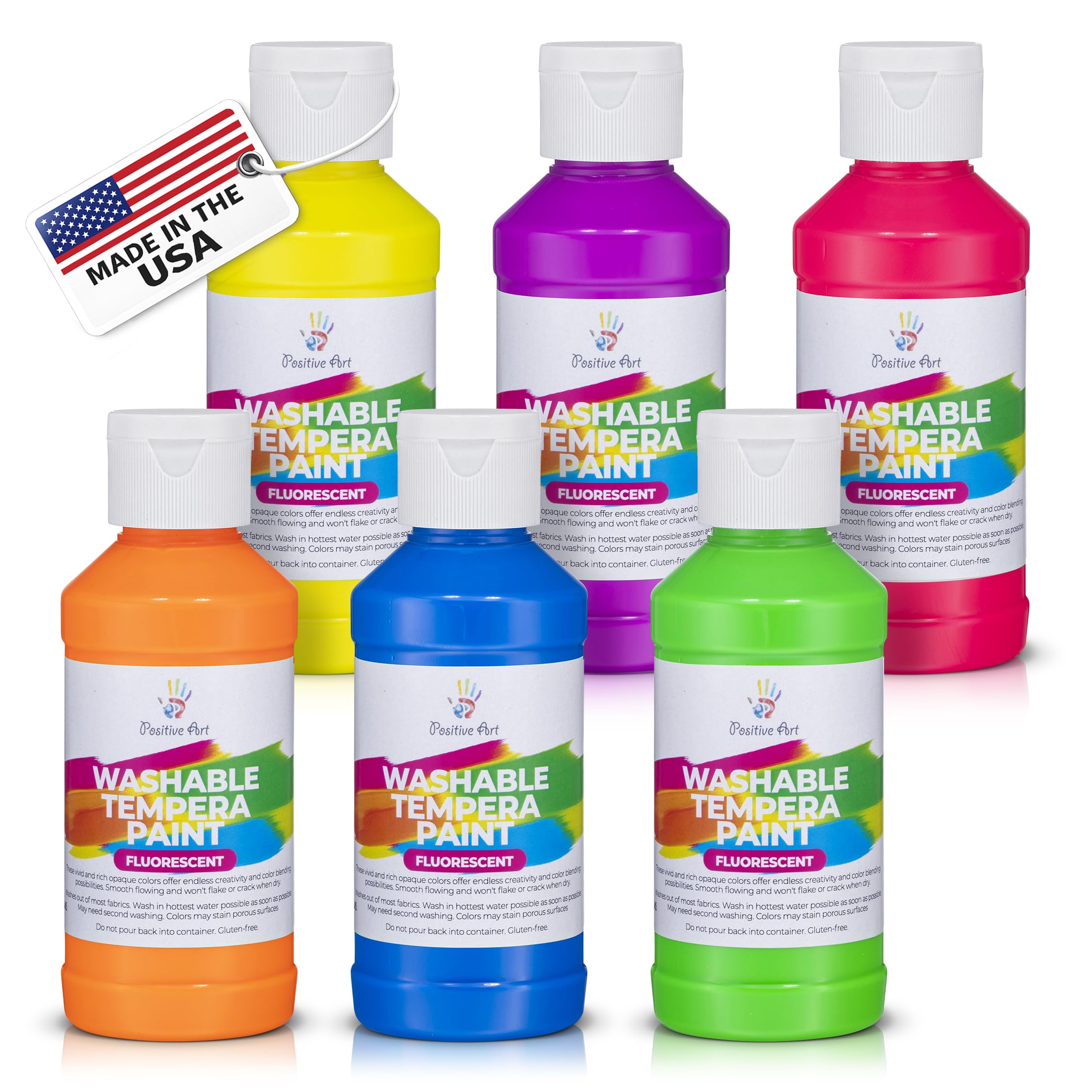 Positive Art neon fluorescent paint bottles 4oz for bold posters