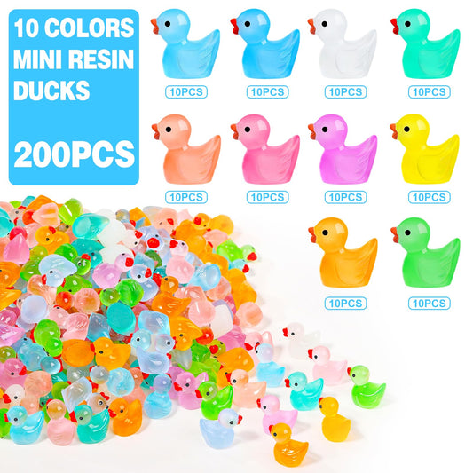 POSOUL resin ducks in translucent colors glowing after light exposure
