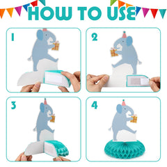 Potchen animal parade accents simplify quick party setup.