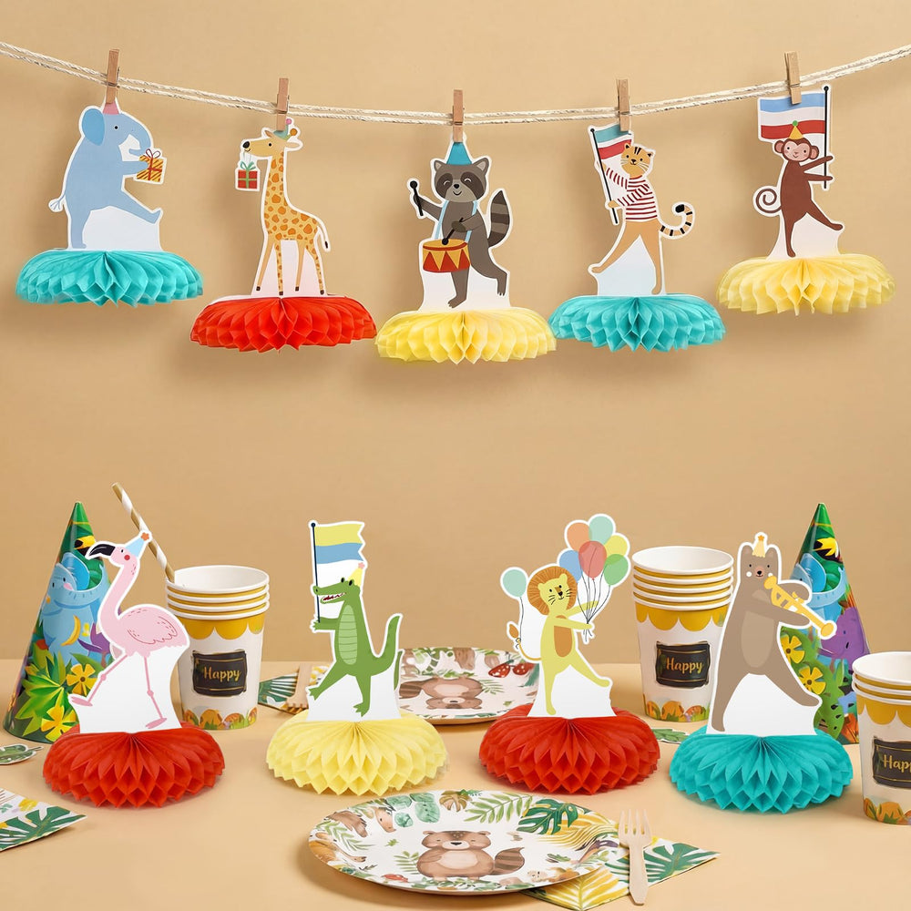 Potchen jungle table decor adds color and charm to celebrations.