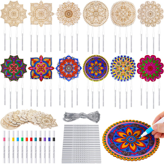 Potchen mandala wind chime piece ready for coloring and customization.
