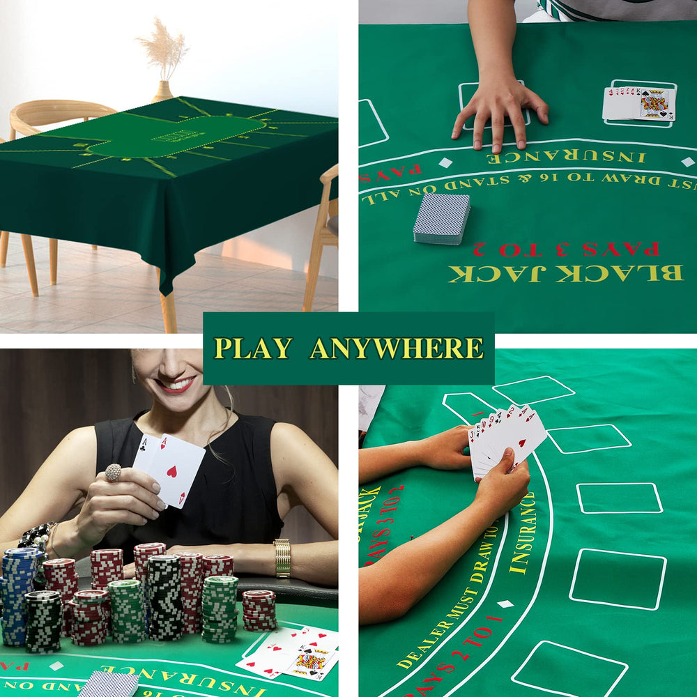Wrinkle-free felt table cloth provides smooth card glide