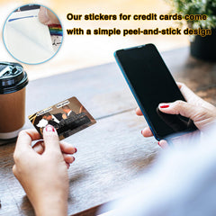Pounchi peel-and-stick card skin applied bubble-free on card