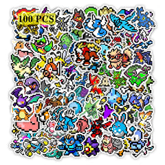 Pounchi retro video game stickers pack on a laptop for personalized style and durability.