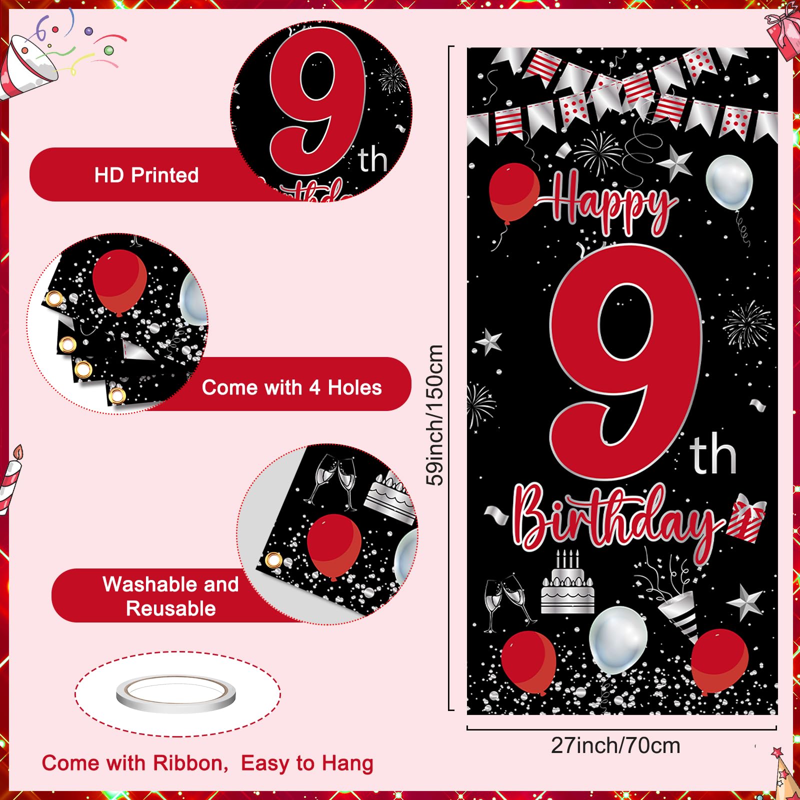 Pounira 32 inch number 9 balloon as a bold centerpiece