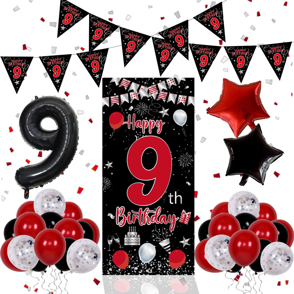 Pounira 9th birthday door banner decor for an inviting entry backdrop