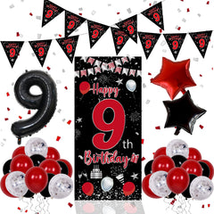 Pounira 9th birthday door banner decor for an inviting entry backdrop
