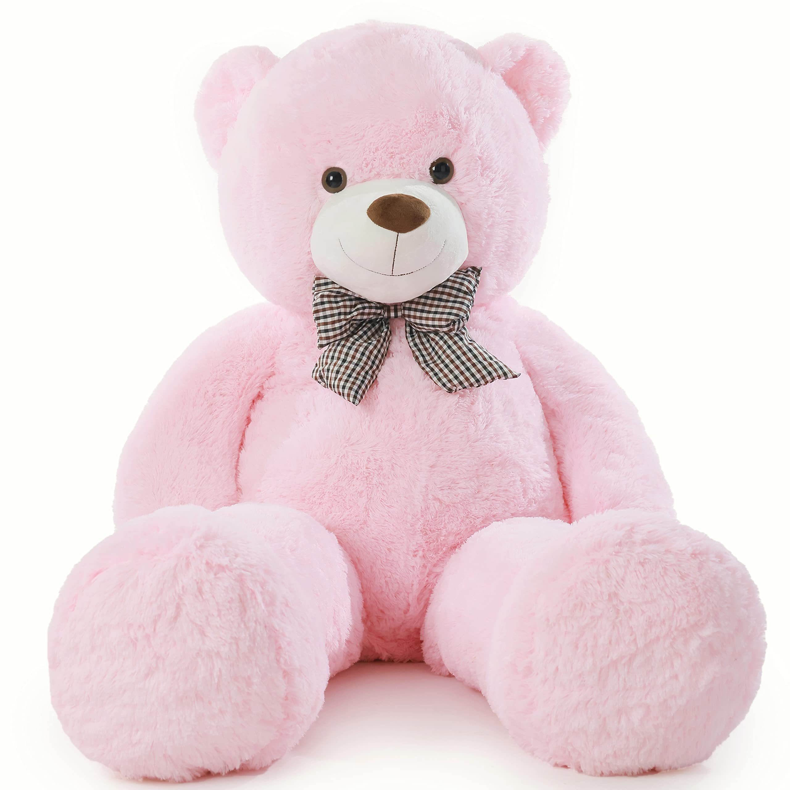 Poutmac teddy bear face close-up in pink highlights adorable features for gifting
