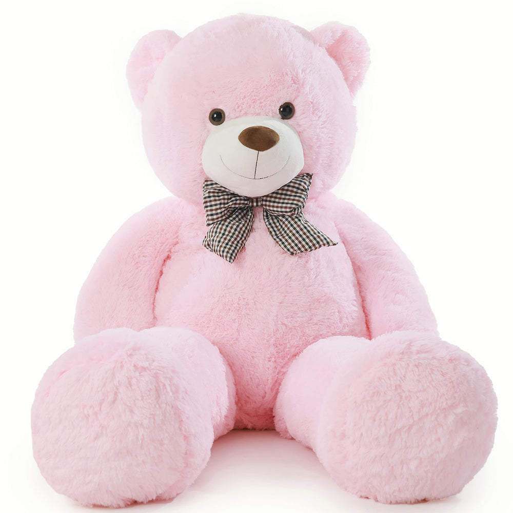 Poutmac teddy bear face close-up in pink highlights adorable features for gifting