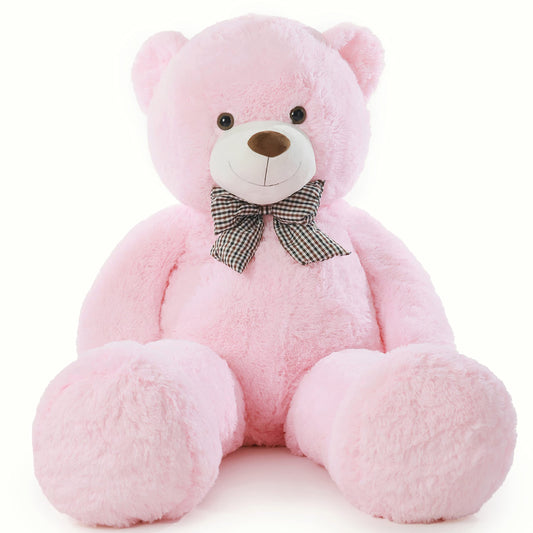 Poutmac teddy bear face close-up in pink highlights adorable features for gifting