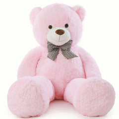 Poutmac teddy bear face close-up in pink highlights adorable features for gifting